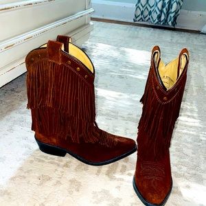 SHYANNE GIRLS' FRINGE SNIP TOE WESTERN BOOTS